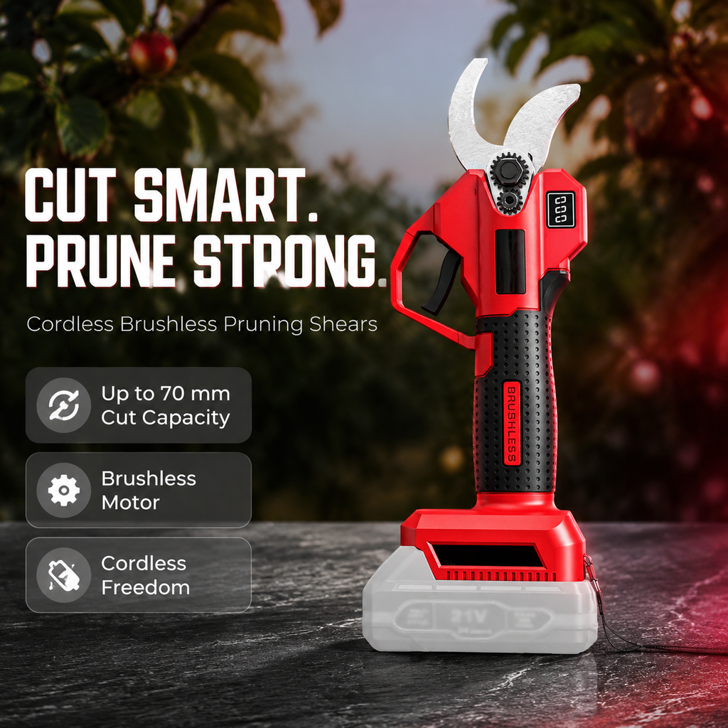 SEESE Electric Pruning Shears – Cordless Power Pruner with Brushless Motor & 2000mAh Batteries