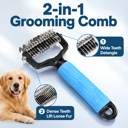 Universal Pet Detangling Comb for Dogs — Double-Sided Stainless Steel Grooming Tool for Coat Care & Shedding Removal