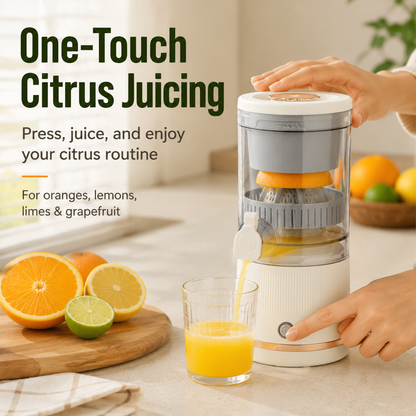Luxe Portable Electric Citrus Juicer – One-Touch Wireless Automatic Orange Squeezer