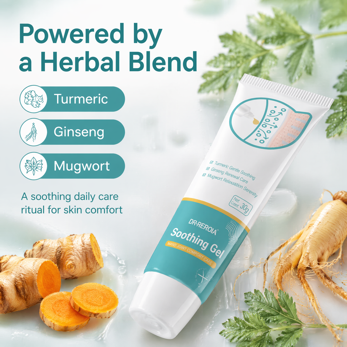 Skin Repair & Soothing Gel with Turmeric & Mugwort – 30g Natural Plant-Based Care