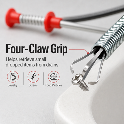 Four-Claw Flexible Drain Extractor – Precision Pipe Cleaning Tool & Claw Picker for Bathroom Sink, Shower & Kitchen Clogs – Easy-to-Use Home Maintenance Accessory