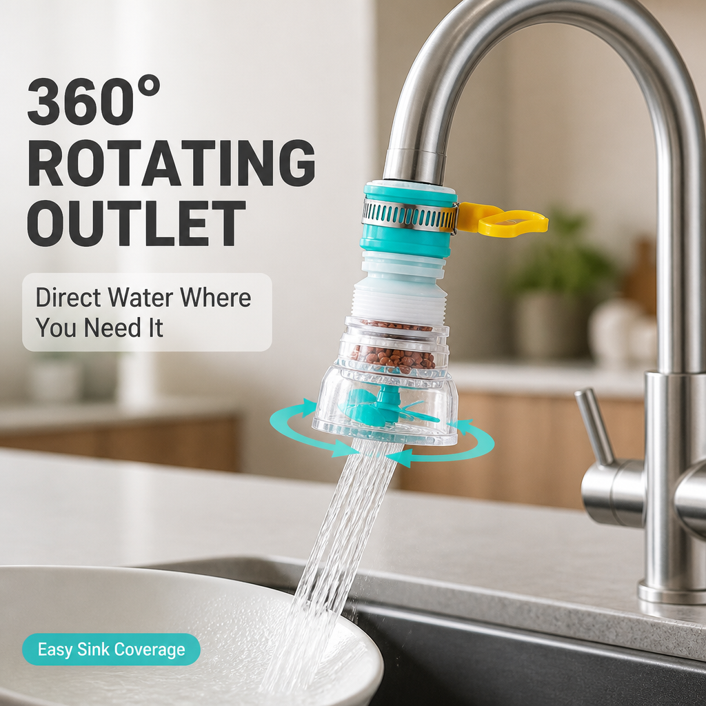 Kitchen Faucet Water Filter – 6-Layer Filtration, 360° Rotatable, Splash-Proof (1-Count)