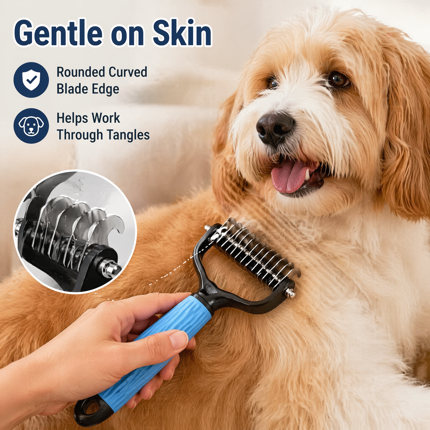 Universal Pet Detangling Comb for Dogs — Double-Sided Stainless Steel Grooming Tool for Coat Care & Shedding Removal