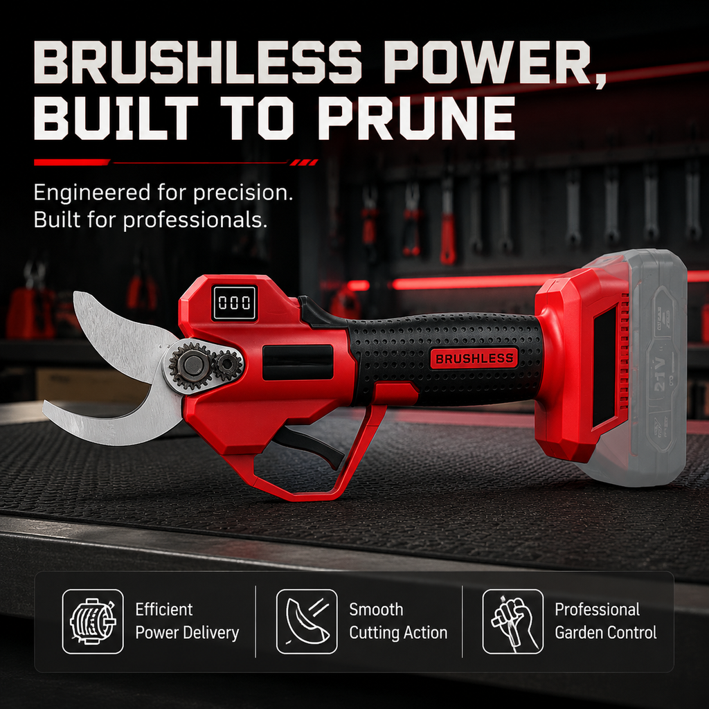 SEESE Electric Pruning Shears – Cordless Power Pruner with Brushless Motor & 2000mAh Batteries