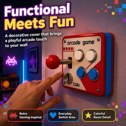 Retro Arcade Game Light Switch Panel Cover – Decorative Gamer Wall Plate for Game Rooms, Bedrooms & Man Caves – Nostalgic Arcade Joystick Design