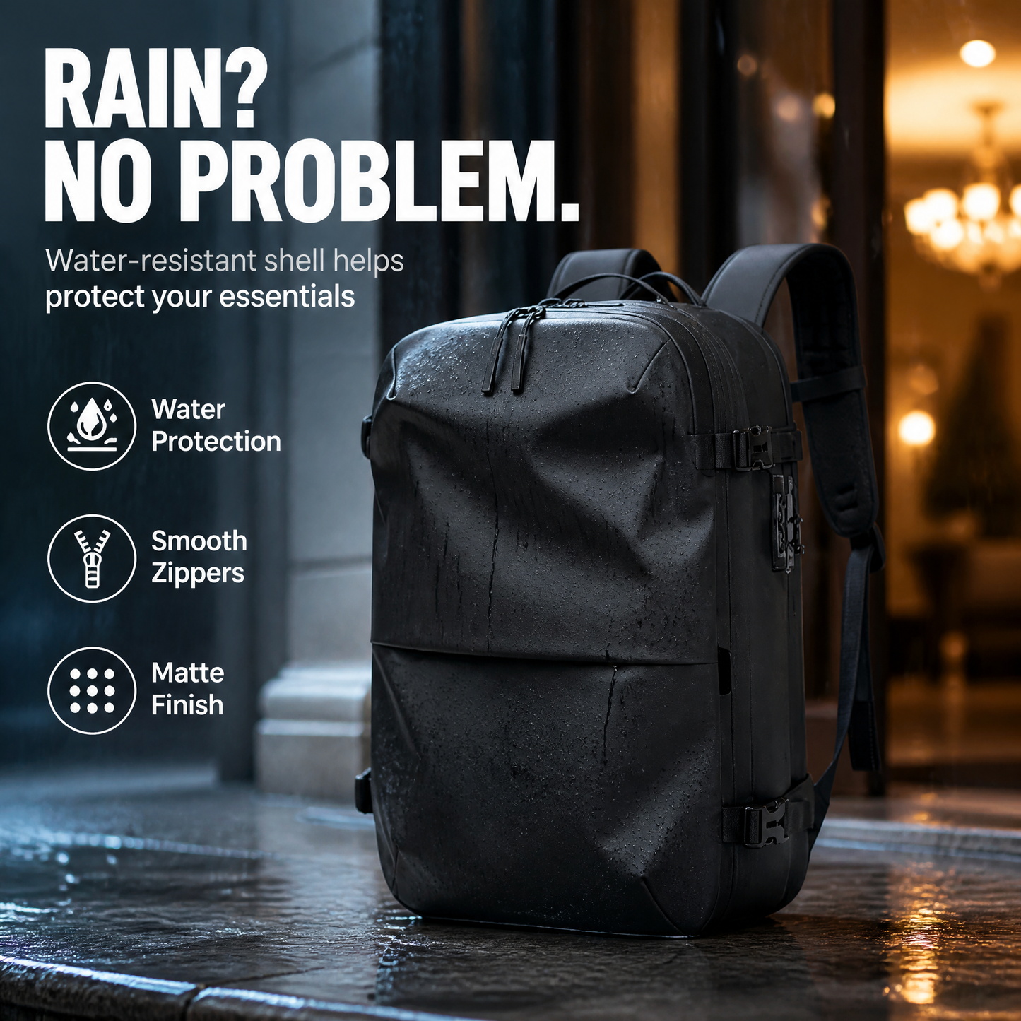 AIRTRAVIA Air Original Travel Backpack | Waterproof Cabin-Approved Carry-On with Built-In Vacuum Compression & TSA Lock | Expandable Matte Black