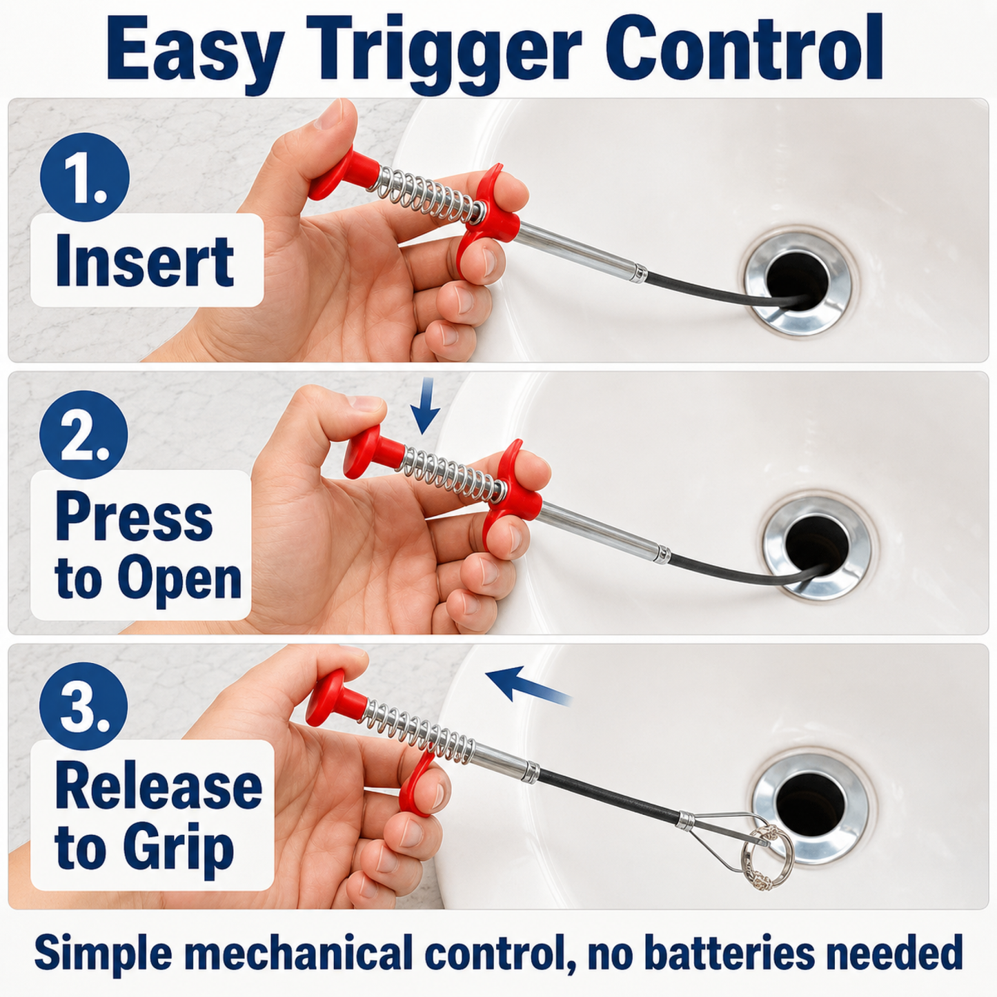 Four-Claw Flexible Drain Extractor – Precision Pipe Cleaning Tool & Claw Picker for Bathroom Sink, Shower & Kitchen Clogs – Easy-to-Use Home Maintenance Accessory