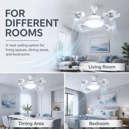 E27 Multi-Head Ceiling Fan Light – Powerful Silent Cooling Lamp for Home Spaces