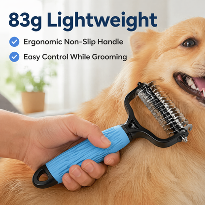 Universal Pet Detangling Comb for Dogs — Double-Sided Stainless Steel Grooming Tool for Coat Care & Shedding Removal