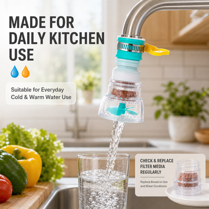 Kitchen Faucet Water Filter – 6-Layer Filtration, 360° Rotatable, Splash-Proof (1-Count)