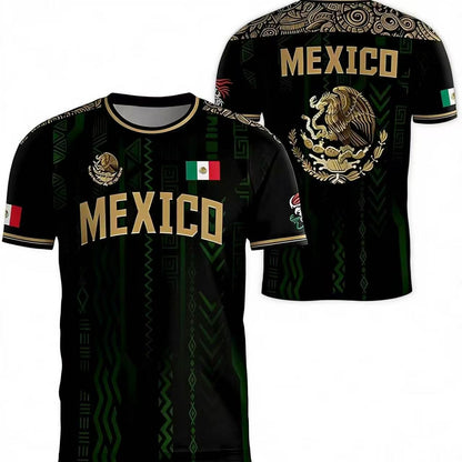 2026 Mexico Soccer Jersey – Chichén Itzá Pyramid Graphic Retro Top – All-Over Print Casual Sportswear for All Seasons